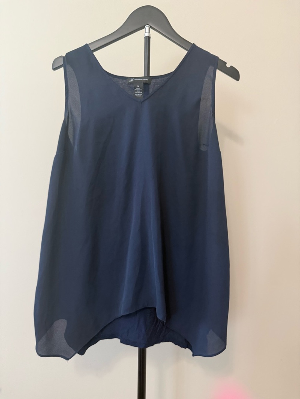 INC International Concepts Navy Sleeveless V-Neck Chiffon Tank